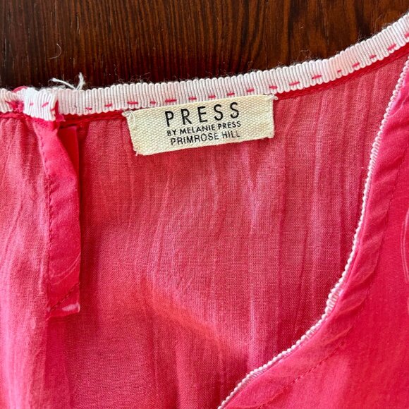 NWOT PRESS Melanie Press (British Designer)Pink Floral 100% Cotton Dress Size L - Picture 5 of 14